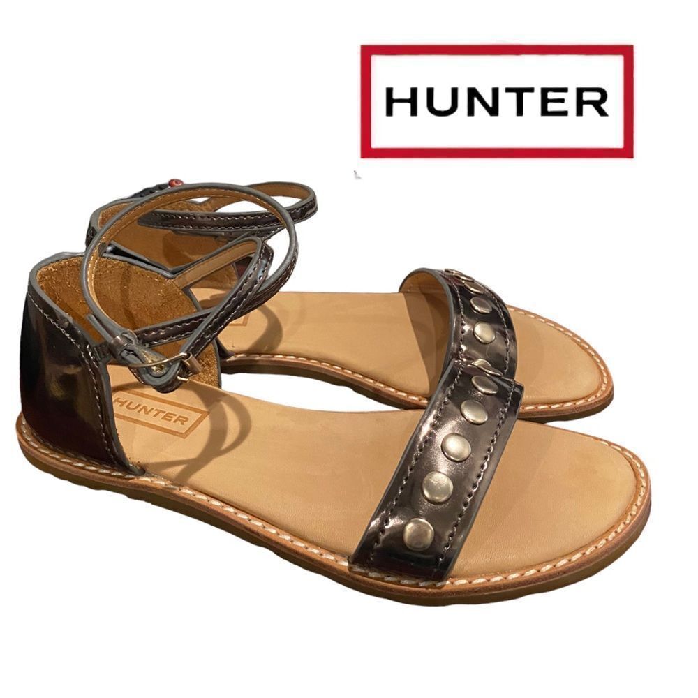 NEW in Box Hunter Women's Orig Mirror Studded Sandal Ankle Strap Sandals 6